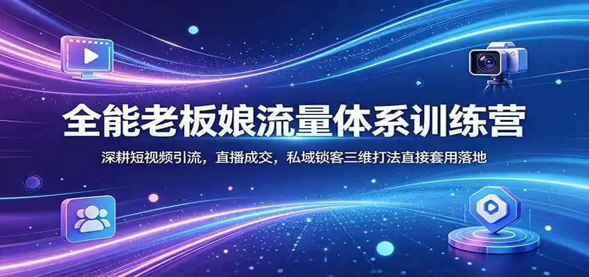 全能老板娘流量体系训练营:深耕短视频引流,直播成交,私域锁客三维打法直接套用落地-汇课新知资源网