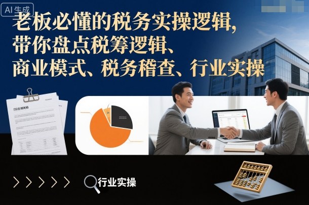 老板必懂的税务实操逻辑，带你盘点税筹逻辑、商业模式、税务稽查、行业实操-汇课新知资源网