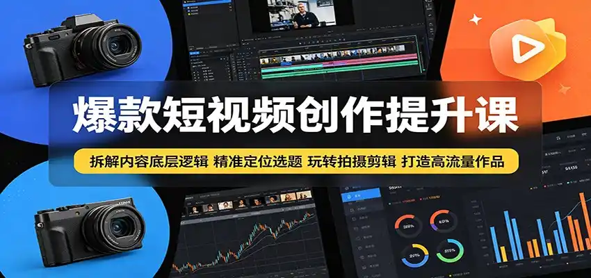 爆款短视频创作提升课:拆解内容底层逻辑,精准定位选题玩转拍摄剪辑打造高流量作品-汇课新知资源网