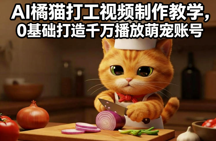 AI橘猫打工视频制作教学,流量狂飙,0基础打造千万播放萌宠账号-汇课新知资源网