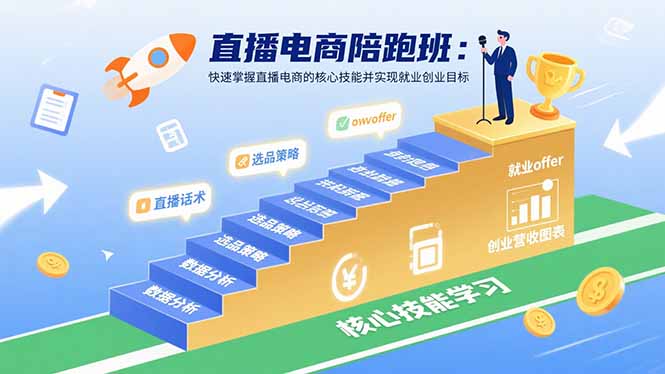 直播电商陪跑班：快速掌握直播电商的核心技能并实现就业/创业目标-汇课新知资源网