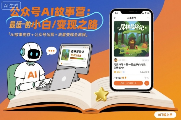 公众号ai故事营，最适合小白的自媒体变现之路-汇课新知资源网