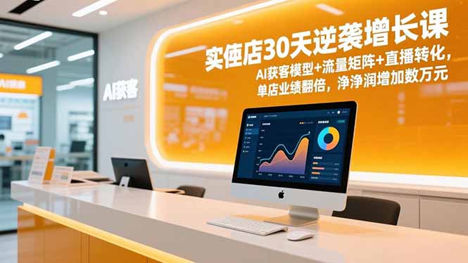 实体店30天逆袭增长课,AI获客模型+流量矩阵+直播转化,单店业绩翻倍,净利润增加数万元-汇课新知资源网