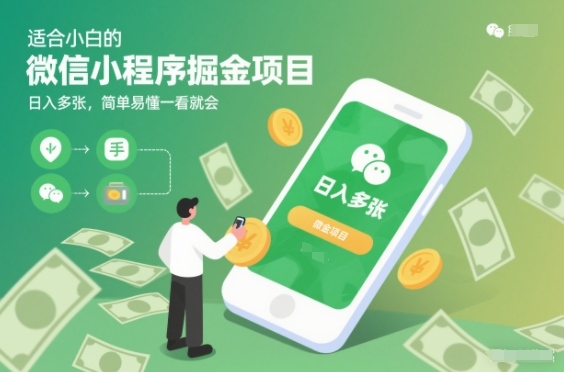 适合小白的微信小程序掘金项目,日入多张,简单易懂一看就会【揭秘】-汇课新知资源网