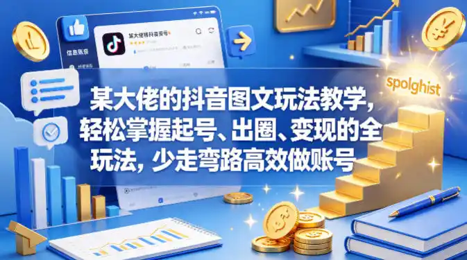 某大佬的抖音图文玩法教学,轻松掌握起号、出圈、变现的全套玩法,少走弯路高效做账号-汇课新知资源网