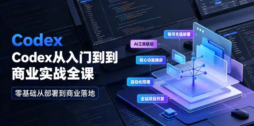 Codex从入门到商业实战全课｜账号充值部署、AI工具联动、核心功能精讲、自动化搭建、全站项目开发零基础教程-汇课新知资源网