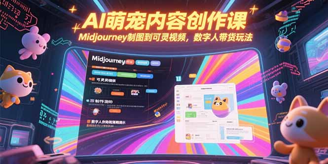 AI萌宠内容创作课，Midjourney制图到可灵视频，数字人带货玩法-汇课新知资源网