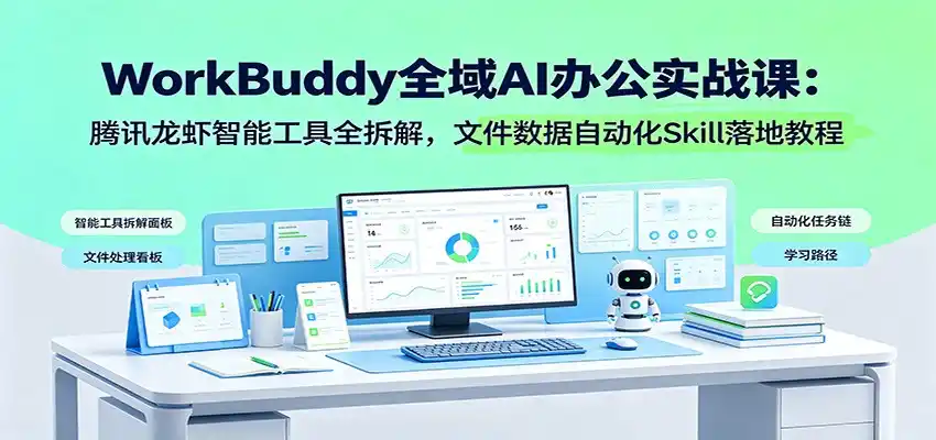 WorkBuddy全域AI办公实战课：腾讯龙虾智能工具全拆解，文件数据自动化Skill落地教程-汇课新知资源网