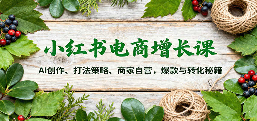 小红书电商增长课:AI创作、打法策略、商家自营,爆款与转化秘籍-汇课新知资源网