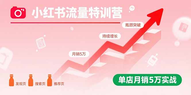 小红书流量特训营：突破流量瓶颈，实现店铺持续增长，单店月销5万实战-汇课新知资源网