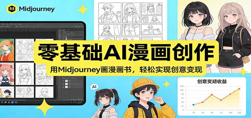 零基础AI漫画创作:用Midjourney画漫画书,轻松实现创意变现-汇课新知资源网