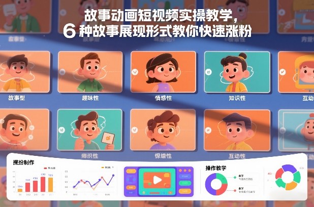 故事动画短视频实操教学,6种故事展现形式教你快速涨粉-汇课新知资源网