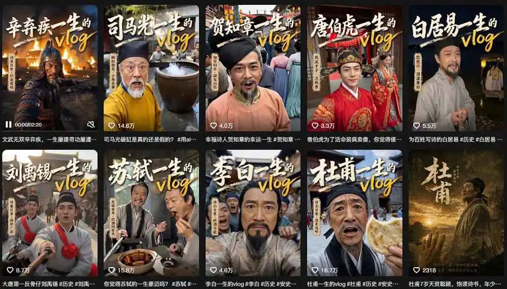 历史人物，诗人一生Vlog教学， AI制作丨伙伴计划丨精选收益丨商单收徒 ，新领域红利期，抓紧做-汇课新知资源网