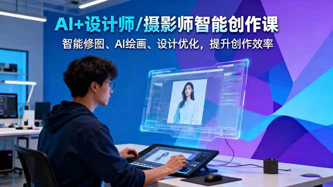 AI+设计师/摄影师智能创作课：智能修图、AI绘画、设计优化，提升创作效率-汇课新知资源网