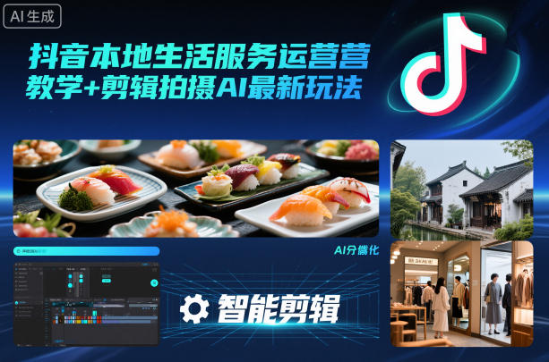 抖音本地生活服务运营教学+剪辑拍摄AI最新玩法-汇课新知资源网