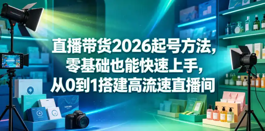 直播带货2026起号方法,零基础也能快速上手,从0到1搭建高流速直播间-汇课新知资源网