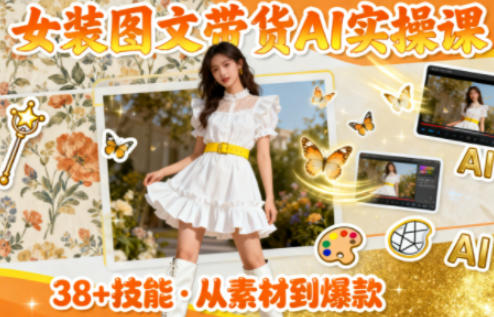 女装图文带货的AI实操课,覆盖38个实用技能,快速提升素材制作效率-汇课新知资源网