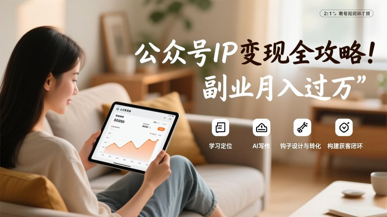 公众号IP变现全攻略,学习定位、AI写作、钩子设计与转化,构建获客闭环,副业月入过万-汇课新知资源网