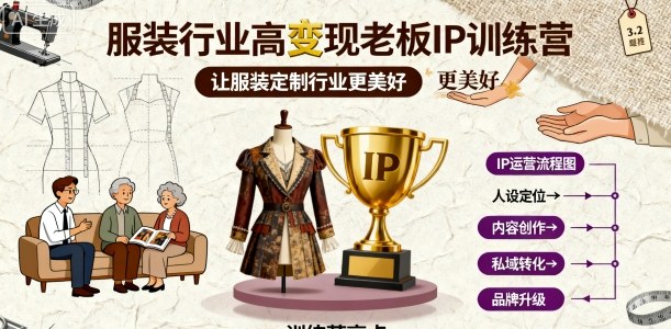 服装行业高变现老板IP训练营，让服装定制行业更美好-汇课新知资源网