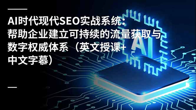 AI时代现代SEO实战系统:帮助企业建立可持续的流量获取与数字权威体系(英文授课+中文字幕-汇课新知资源网