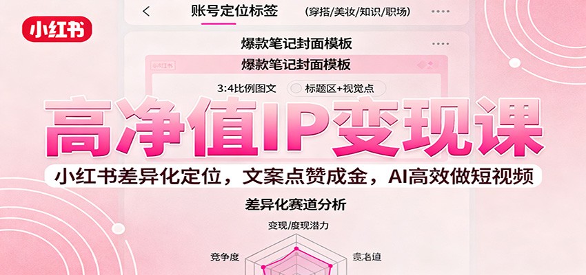 高净值IP变现课：小红书差异化定位，文案点赞成金， AI高效做短视频-汇课新知资源网