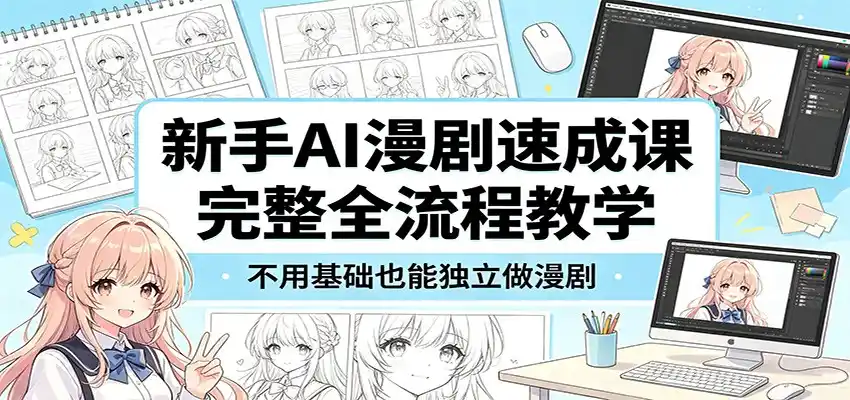 新手AI漫剧速成课：完整全流程教学，不用基础也能独立做漫剧-汇课新知资源网