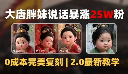 AI大唐胖贵妃说话2.0，40条视频暴涨40w粉，附独家变现攻略-汇课新知资源网
