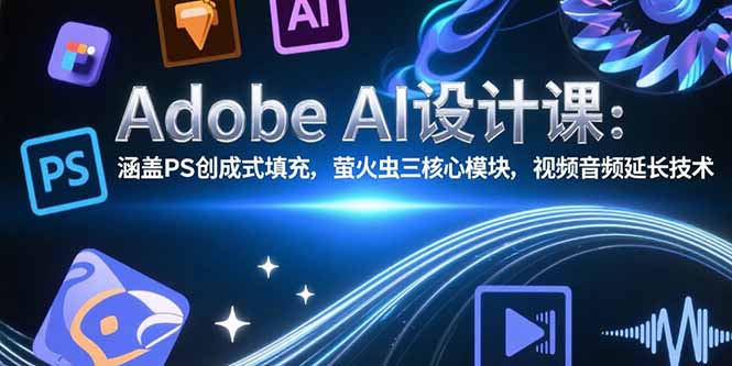 Adobe AI设计课：涵盖PS创成式填充，萤火虫三核心模块，视频音频延长技术-汇课新知资源网