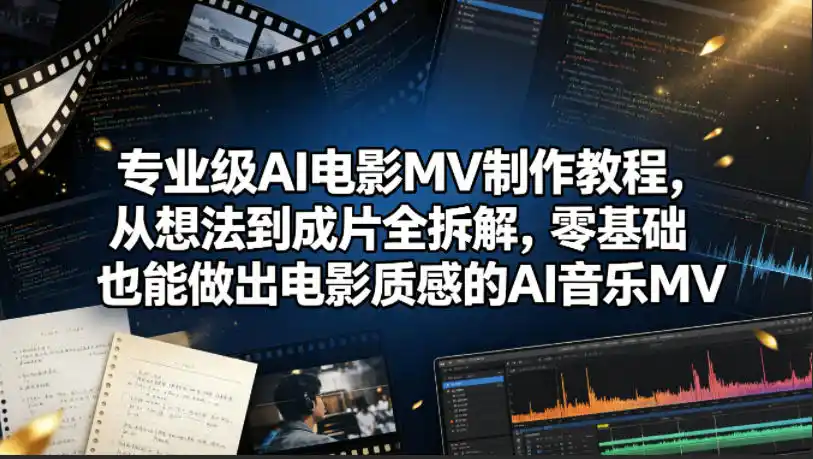 专业级AI电影MV制作教程,从想法到成片全拆解,零基础也能做出电影质感的AI音乐MV-汇课新知资源网