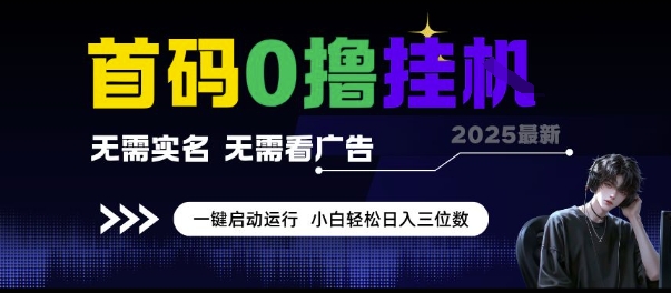 首码0撸挂G项目，无需实名无需看广告 一键启动运行，小白轻松日入三位数【揭秘】-汇课新知资源网