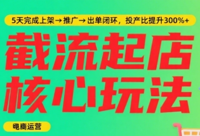 淘宝截流快速起店玩法,掌握暴力快速起店的流程,5天完成上架-推广-出单闭环-汇课新知资源网