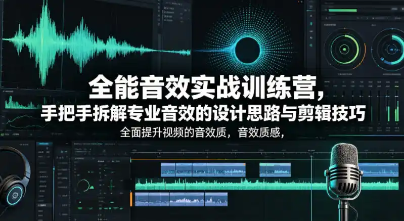 全能音效实战训练营,手把手拆解专业音效的设计思路与剪辑技巧,全面提升视频的音效质感-汇课新知资源网