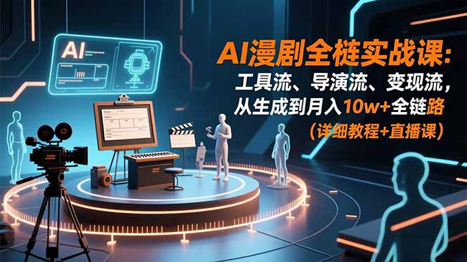 AI漫剧全栈实战课:工具流、导演流、变现流,从生成到月入10w+全链路 (详细教程+直播课-汇课新知资源网
