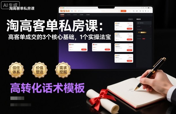 淘高客单私房课：高客单成交的3个核心基础，1个实操法宝-汇课新知资源网