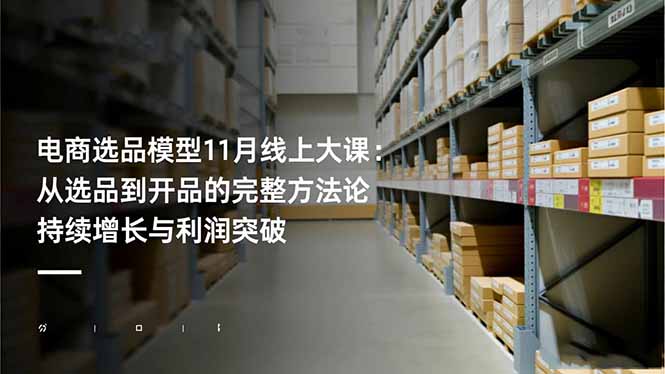 电商选品模型11月线上大课:从选品到开品的完整方法论 持续增长与利润突破-汇课新知资源网