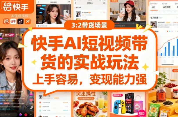 快手ai短视频带货的实战玩法,上手容易,变现能力强-汇课新知资源网