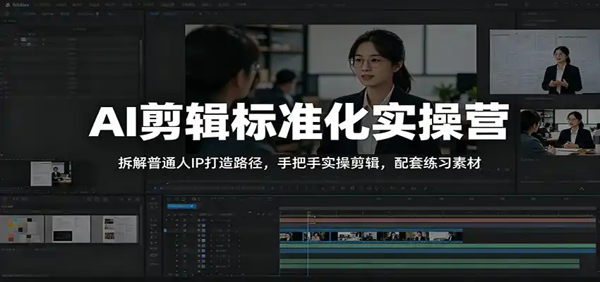 AI剪辑标准化实操营：拆解普通人IP打造路径，手把手实操剪辑，配套练习素材-汇课新知资源网