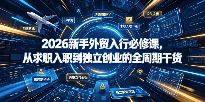 2026新手外贸入行必修课,从求职入职到独立创业的全周期干货-汇课新知资源网