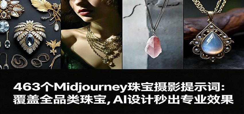 463个Midjourney珠宝摄影提示词:覆盖全品类珠宝,AI设计秒出专业效果-汇课新知资源网