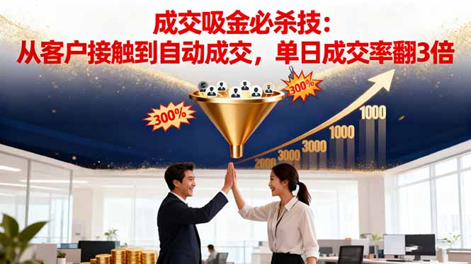 吸金成交营销必杀技:从客户接触到自动成交,单日成交率翻3倍-汇课新知资源网