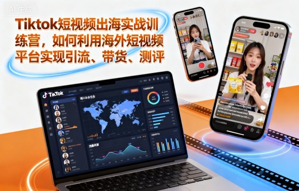 Tiktok短视频出海实战训练营，如何利用海外短视频平台实现引流、带货、测评-汇课新知资源网