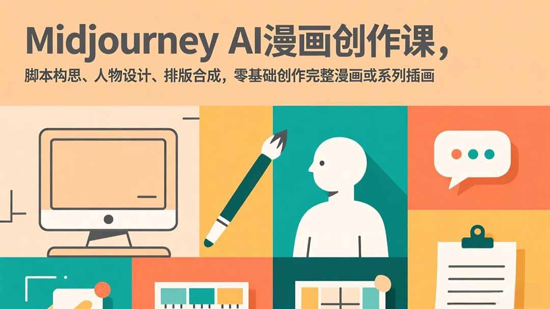 Midjourney AI漫画创作课，脚本构思、人物设计、排版合成，零基础创作完整漫画或系列插画-汇课新知资源网