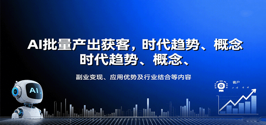 AI批量产出获客，时代趋势、概念、副业变现、应用优势及行业结合等内容-汇课新知资源网