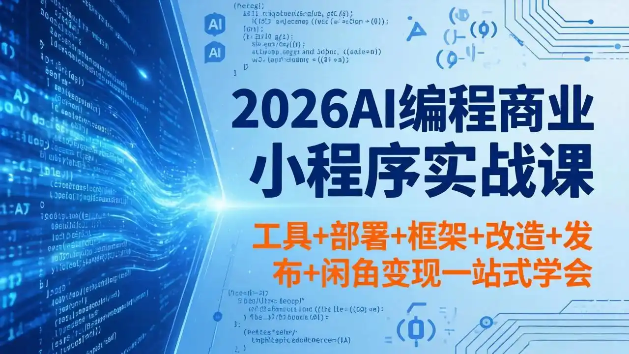 2026AI编程商业小程序实战课，工具+部署+框架+改造+发布+闲鱼变现一站式学会-汇课新知资源网