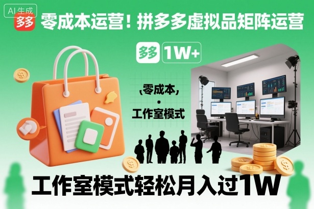 零成本运营!拼多多虚拟品矩阵运营,工作室模式轻松月入过1W-汇课新知资源网