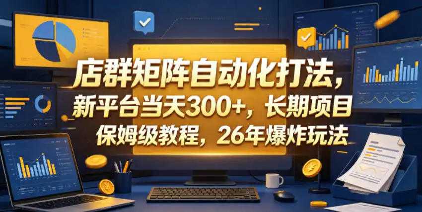 店群矩阵自动化打法,新平台当天300+,长期项目,保姆级教程,26年爆炸玩法【揭秘】-汇课新知资源网