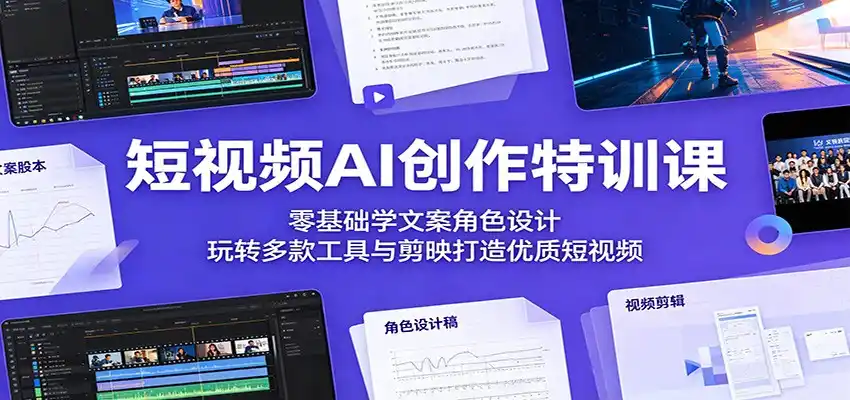 短视频AI创作特训课：零基础学文案角色设计，玩转多款工具与剪映打造优质短视频-汇课新知资源网