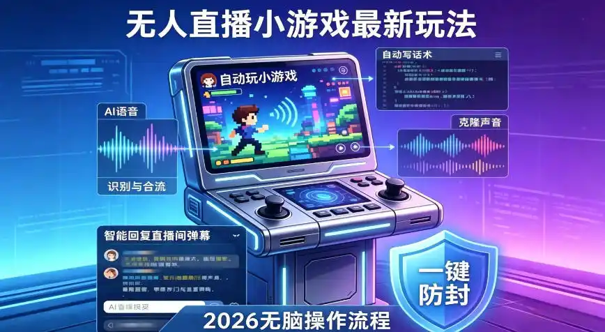 2026年AI无人直播小游戏全流程，不违规不封号，开启创业副业增收之路，小白月入1w+【揭秘】-汇课新知资源网