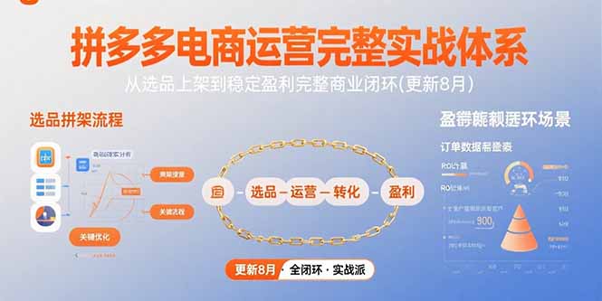 拼多多电商运营完整实战体系，从选品上架到稳定盈利完整商业闭环(更新8月-汇课新知资源网