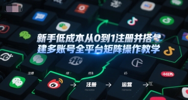 新手低成本从0到1注册并搭建多账号全平台矩阵操作教学，手机号-邮箱-IP-工具-汇课新知资源网